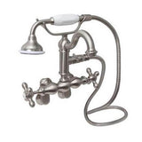 Barclay - Hook Spout w/Hand Shwr,Tub Wall Mount, Porcelain Hdls, BN - Brushed Nickel
