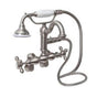 Barclay - Hook Spout w/Hand Shwr,Tub Wall Mount, Porcelain Hdls, BN - Brushed Nickel