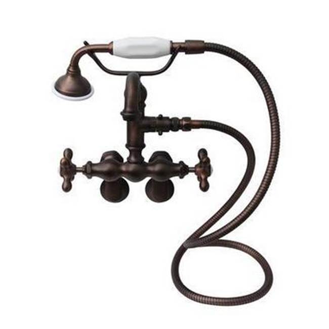 Barclay - Hook Spout w/Hand Shwr,Tub Wall Mount,Metal Cross Hdl,ORB - Oil Rubbed Bronze