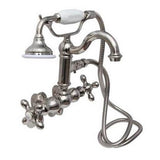 Barclay - Hook Spout w/Hand Shwr,Tub Wall Mount,Metal Cross Hdl,PN - Polished Nickel