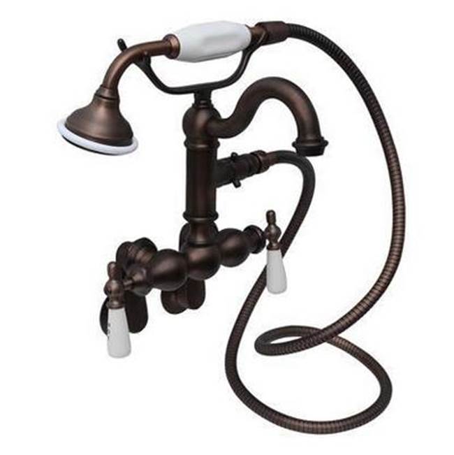 Barclay - Hook Spout w/Hand Shwr,Tub Wall Mount, Porcelain Hdls,ORB - Oil Rubbed Bronze