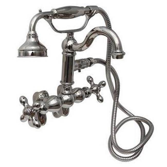 Barclay - Hook Spout w/Hand Shwr,Tub Wall Mount,Metal Cross Hdl,PN - Polished Nickel