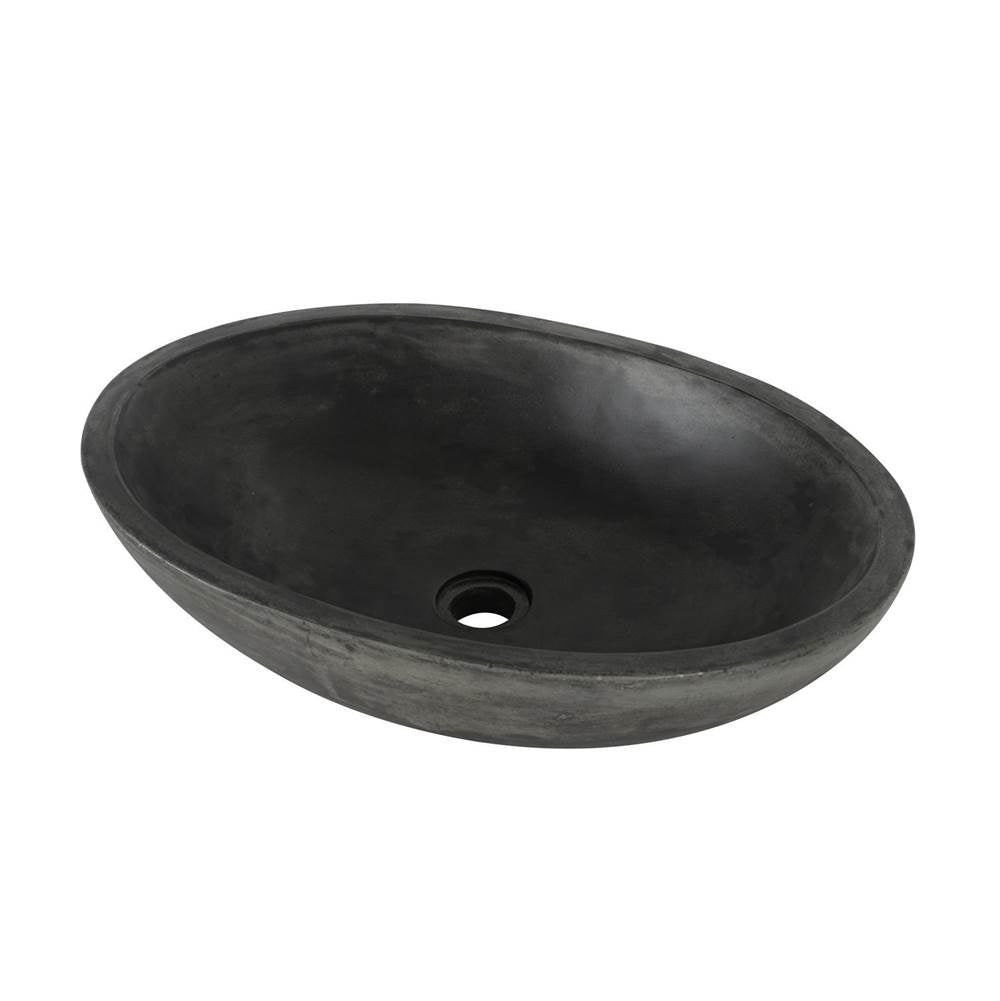 Caspar Small Oval Cement Vessel, Dusk Gray