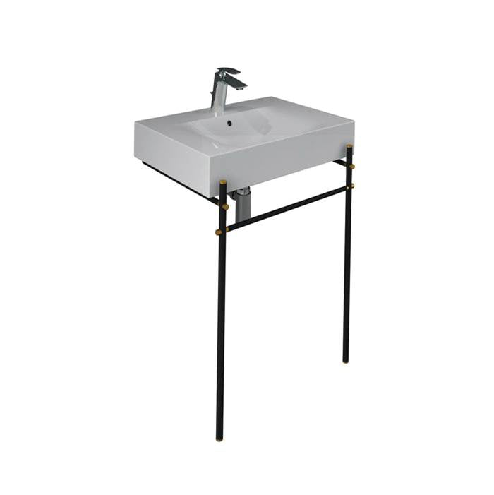 Barclay - Des 610 Basin 4'' Centerset WH, with brass stand, Matte Black - Matte Black