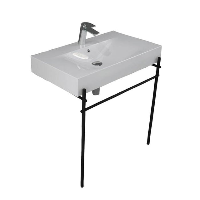 Barclay - Des 810 Basin 4'' Centerset WH, with brass stand, Matte Black - Matte Black