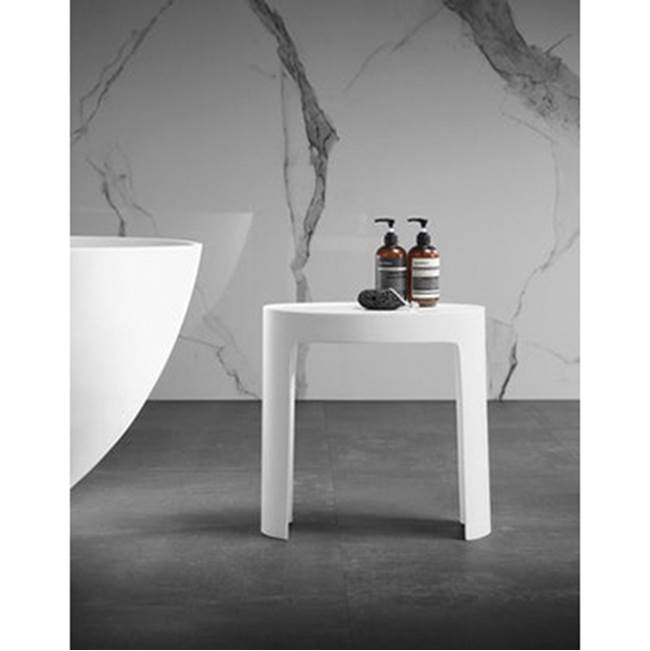 Barclay - BARstone Shower Stool Round White Glossy - Glossy White