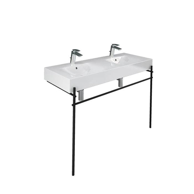 Barclay - Des 1210 Double Bowl Basin WH 1-Hole ea,w/Brass Stand, BLACK - Matte Black