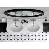Wicker Double Bowl 47'' Console 8 WS White, Black Wooden stand