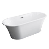 Nouri 66'' AC Tub Matt White W/ Internal Drain & OF Brush Gold