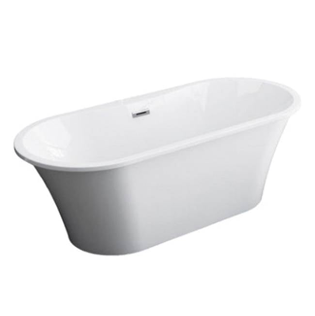 Nouri 66'' AC Tub Light Grey W/ Internal Drain & OF Brush Gold
