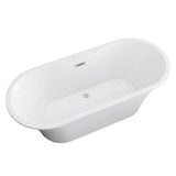 Nouri 66'' AC Tub Light Grey W/ Internal Drain & OF Brush Gold