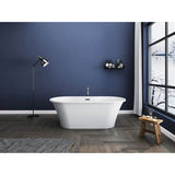 Nouri 66'' AC Tub Matt White W/ Internal Drain & OF Brush Gold