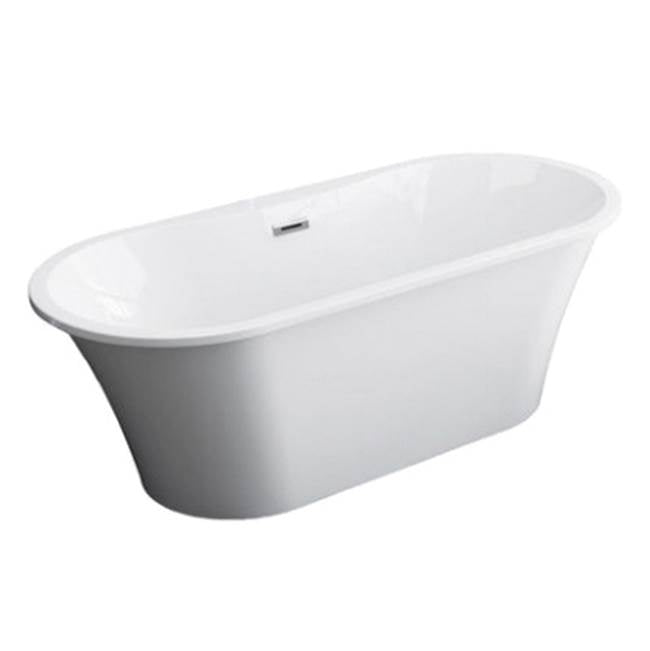 Nouri 66'' AC Tub White W/ Internal Drain & OF Brush Gold