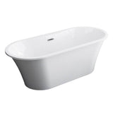 Nouri 66'' AC Tub White W/ Internal Drain & OF Brush Gold