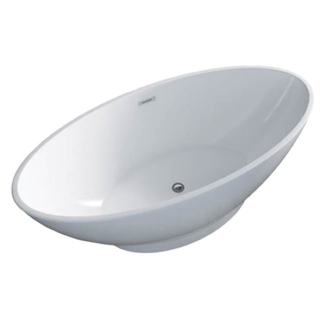 Noelani 66''Oval AC Tub,Matte White W/Internal Drain & OF BG