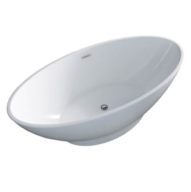 Noelani 66''Oval AC Tub, white W/Internal Drain & OF BG