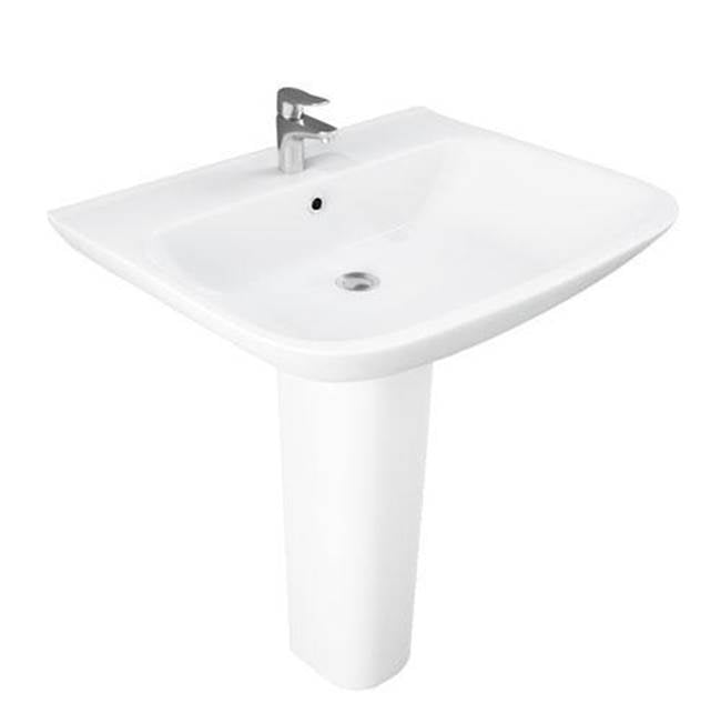 Barclay - Eden 650 Ped Lav Basin Only 4'' Center Set,White - White