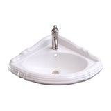 Ethan Corner Basin Only with 1-Faucet Hole,W/Overflow,WH