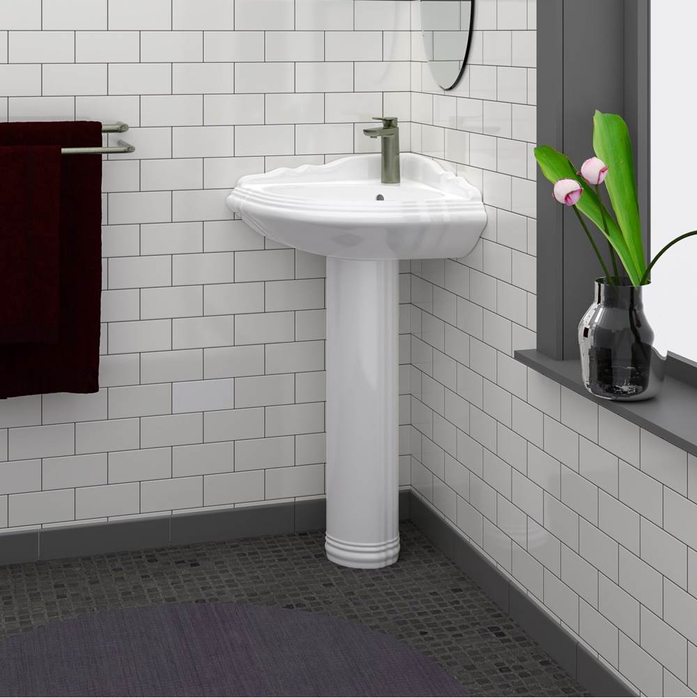 Ethan Corner Basin Only with 1-Faucet Hole,W/Overflow,WH