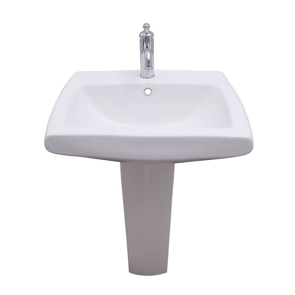 Barclay - Ambrose Basin Only with 1 Hole Overflow, White - White