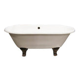 Barclay - Columbia 61''Ci Dbl Roll Tub Wh No Holes, Pn Jewel Feet - Polished Nickel