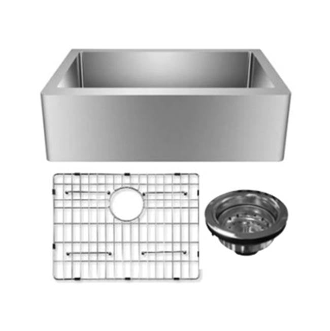 Barclay - Adelphia 33''GOLD SS Farmr Sink w/GOLD Wiregrid & Strainer - Gold