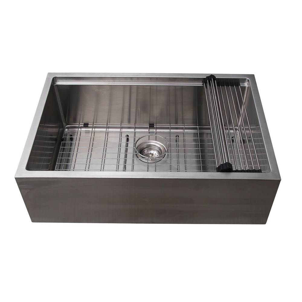 Bailey 33'' Stainless Steel Sngle Bowl Apron Front Sink w/Ledge