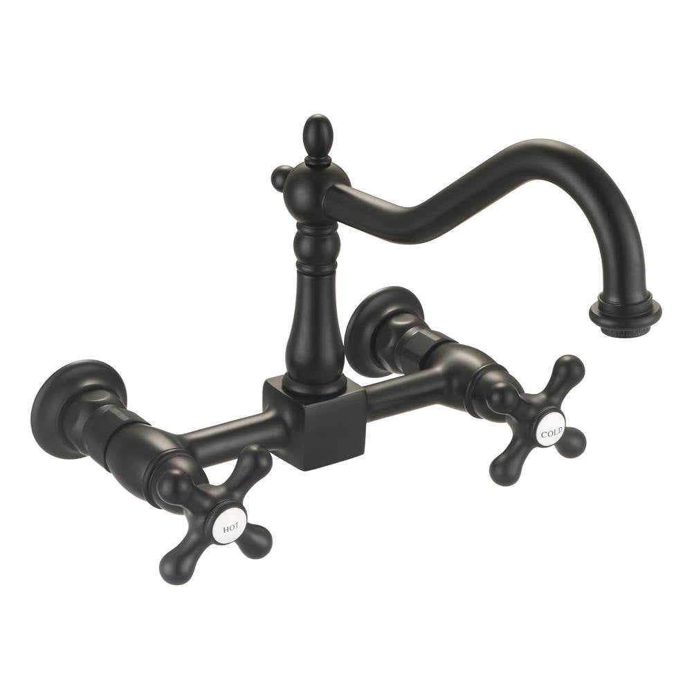 Barclay - Kate Gooseneck Spout w/Cross Handles w/ceramic Disc, MB - Matte Black