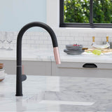 Gypsy Pull Down Kitchen Fauce Matte Black and Rose Gold