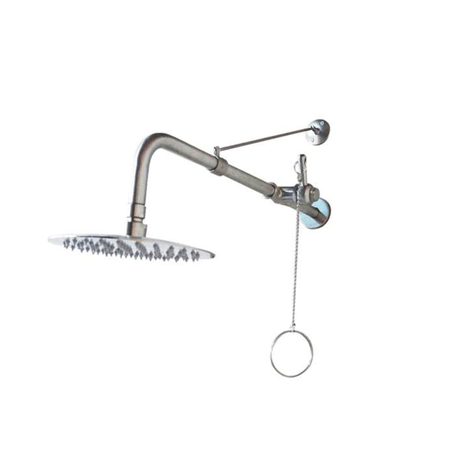 Barclay - Outdoor Shower Wall Mount 8'' Supports 15'',Brushed Stainless - Brushed Stainless