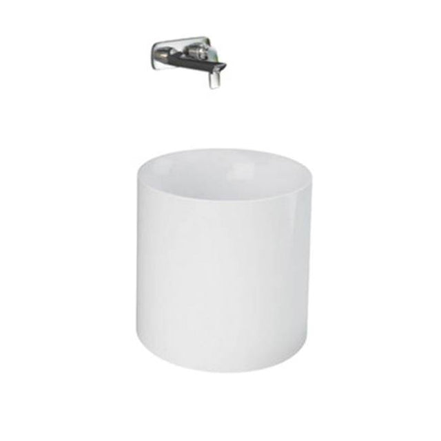 Barclay - Petite 14'' Round Vessel, No faucet holes, White - White