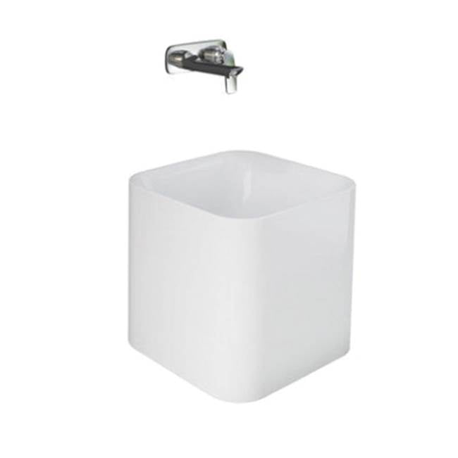 Barclay - Petite 14'' Square Vessel, No faucet holes, White - White