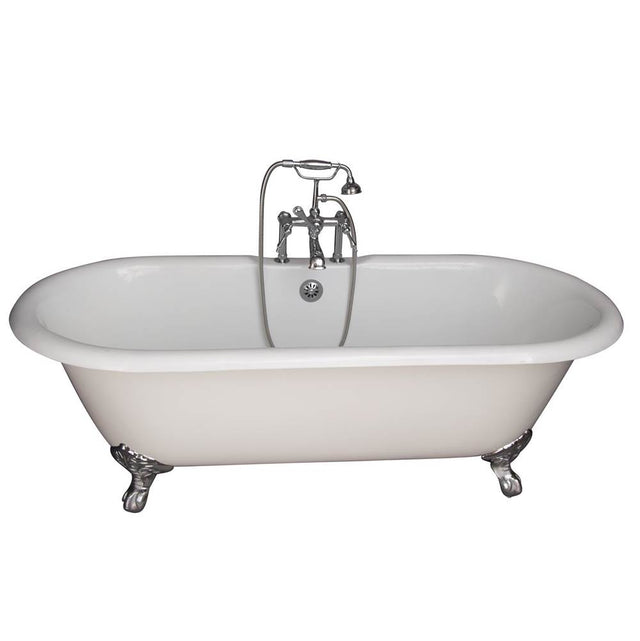Barclay - Tub Kit 67'' CI Dbl Roll Top Filler, Supplies, Drain-Chrome - Polished Chrome