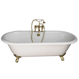 Barclay - Tub Kit 67'' CI Dbl Roll Top Filler, Supplies, Drain-PB - Polished Brass