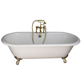 Barclay - Tub Kit 67'' CI Dbl Roll Top Filler, Supplies, Drain-PB - Polished Brass
