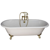 Barclay - Tub Kit 67'' CI Dbl Roll Top Filler, Supplies, Drain-PB - Polished Brass