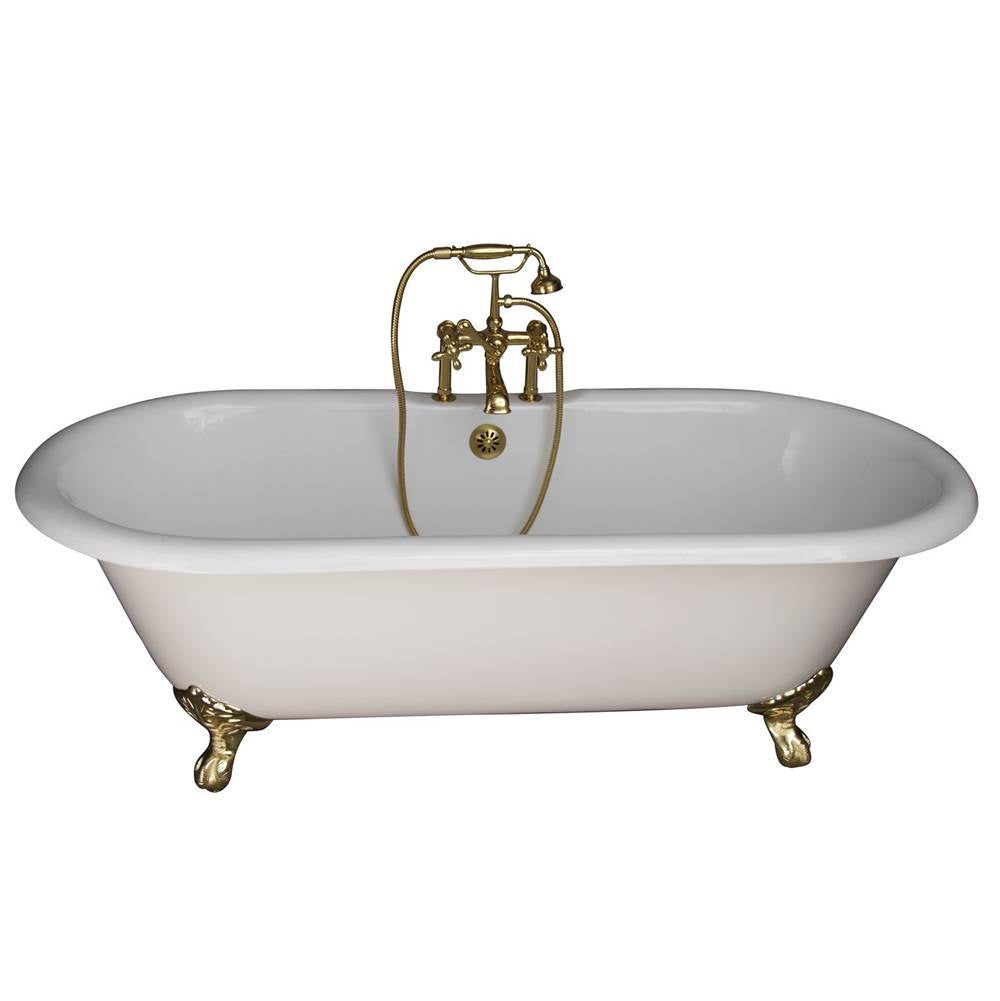 Barclay - Tub Kit 67'' CI Dbl Roll Top Filler, Supplies, Drain-PB - Polished Brass