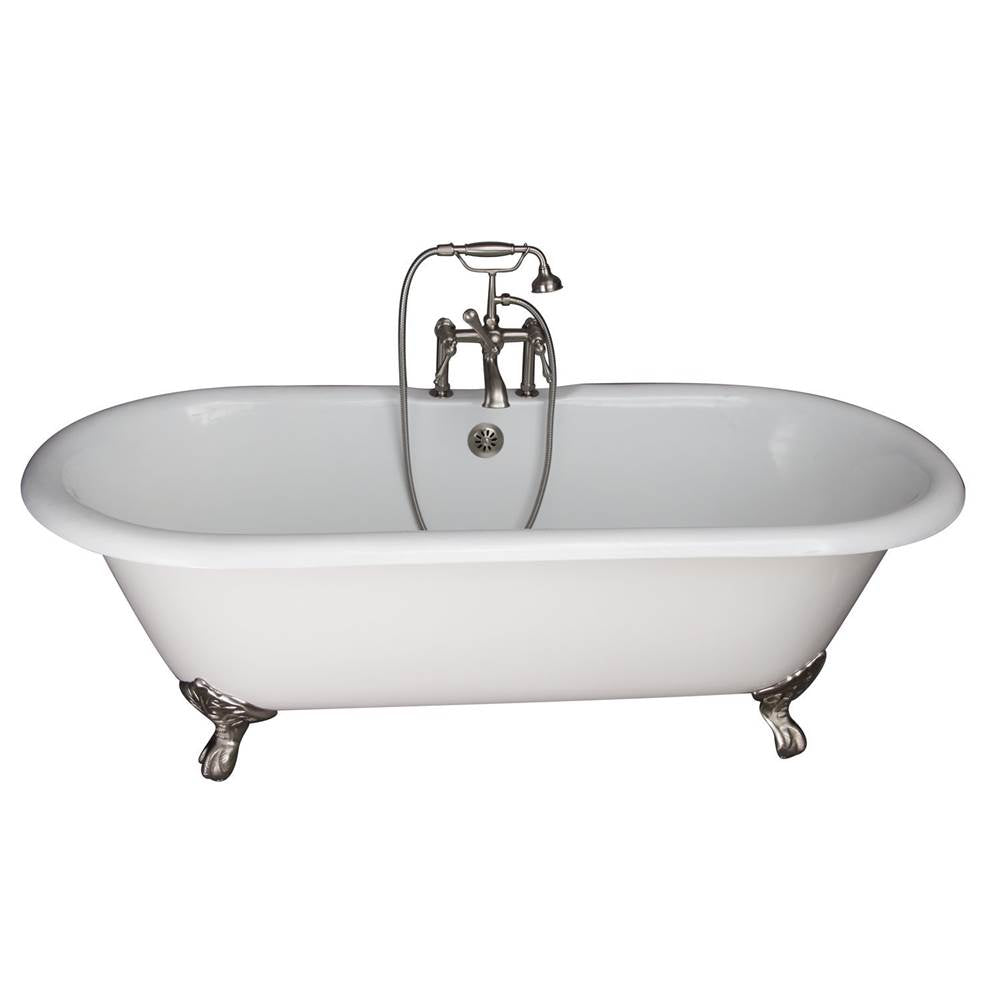 Barclay - Tub Kit 67'' CI Dbl Roll Top Filler, Supplies, Drain-BrNkl