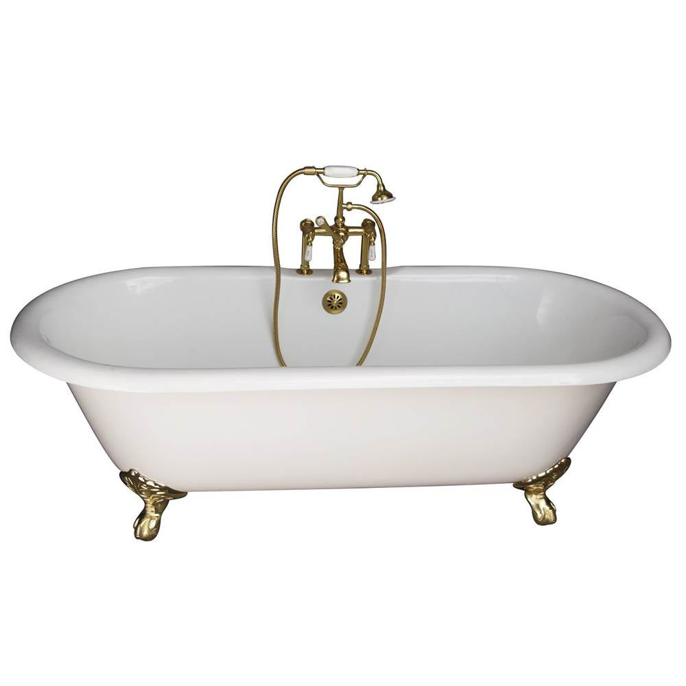 Barclay - Tub Kit 61'' CI,Dbl Roll Top, Filler,Supplies,Drain-PB - Polished Brass