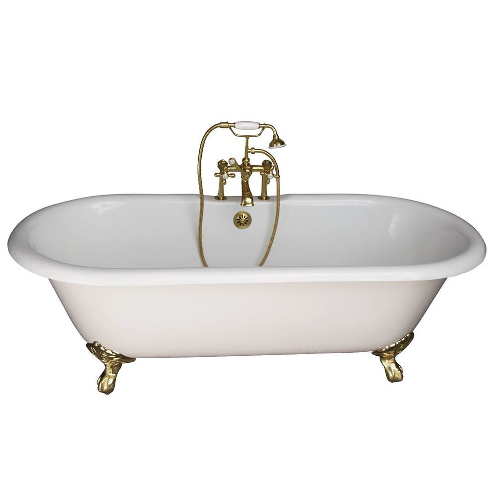 Barclay - Tub Kit 61'' CI,Dbl Roll Top, Filler,Supplies,Drain-PB - Polished Brass