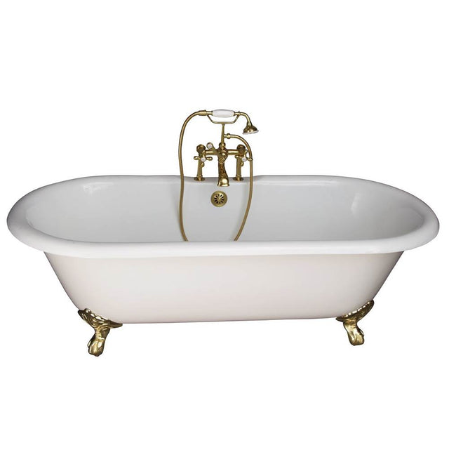 Barclay - Tub Kit 61'' CI,Dbl Roll Top, Filler,Supplies,Drain-PB - Polished Brass