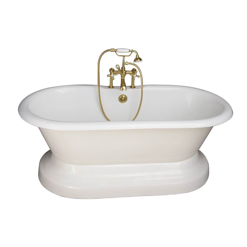 Barclay - Tub Kit 61''CI,Dbl Roll Top w/ Base,Filler,Supplies,Drain-PB - Polished Brass