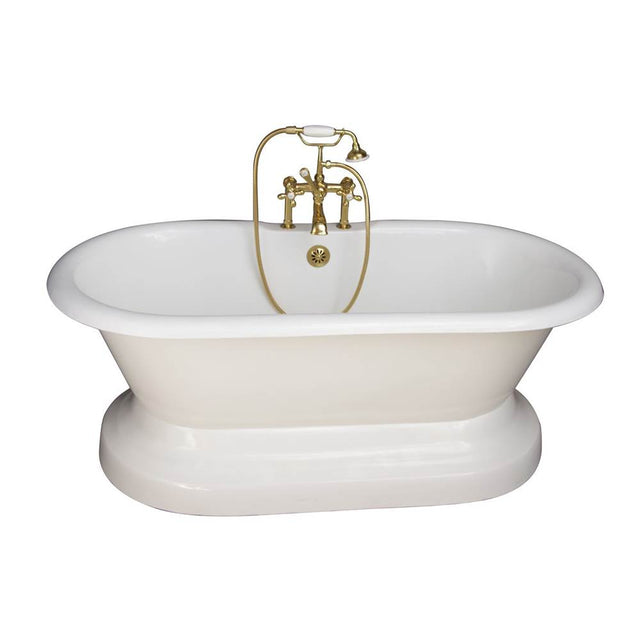 Barclay - Tub Kit 61''CI,Dbl Roll Top w/ Base,Filler,Supplies,Drain-PB - Polished Brass