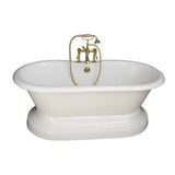 Barclay - Tub Kit 61''CI,Dbl Roll Top w/ Base,Filler,Supplies,Drain-PB - Polished Brass