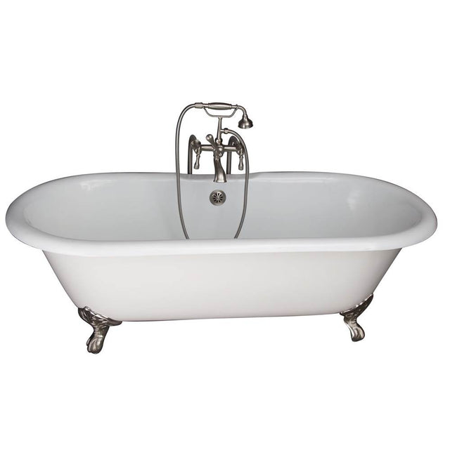 Barclay - Tub Kit 67'' CI Dbl Roll Top Filler, Supplies, Drain-BrNkl