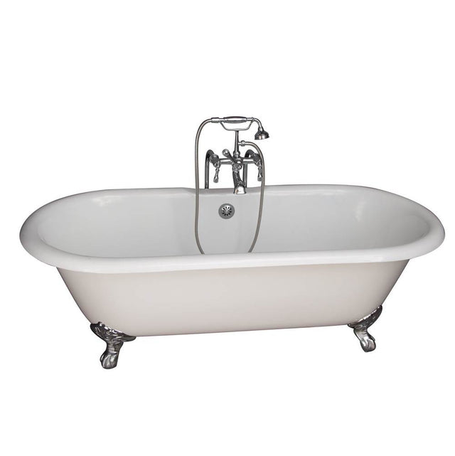 Barclay - Tub Kit 61'',CI Double Roll Top Filler,Supplies,Drain-Chrome - Polished Chrome