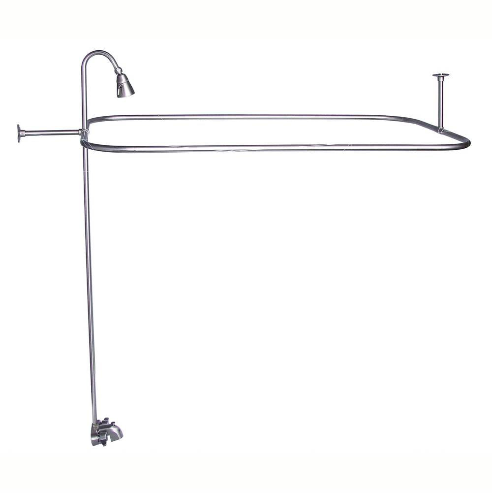 Tub Kit 60'' CI Roll Top,Shower Unit, Supplies, Drain-BN