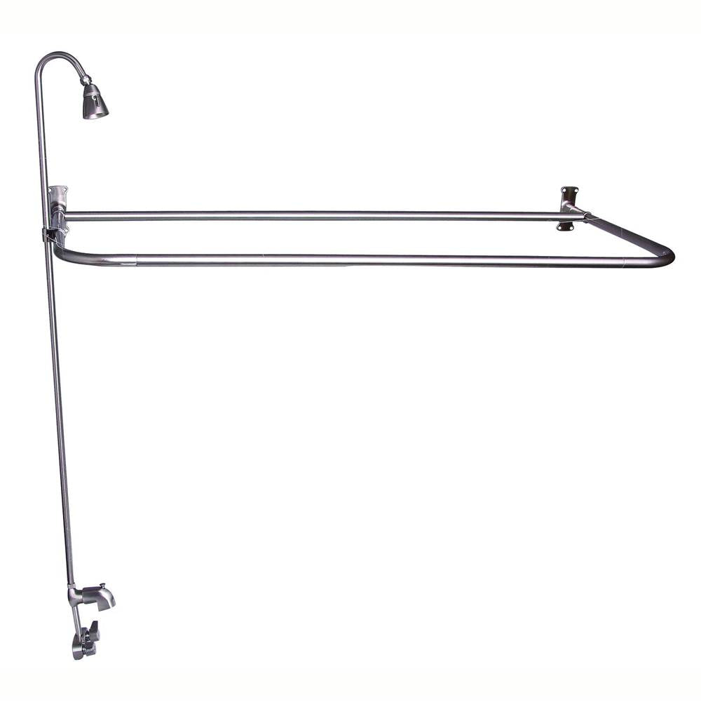Tub Kit 60'' CI Roll Top,Shower Unit, Supplies, Drain-BN