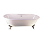 Barclay - Duet Cast Iron Dbl Roll Top WH 67'', No Holes, WH Feet - White