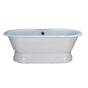 Barclay - Duet Cast Iron Dbl Roll Top WH w/ base, 66'', No Holes - White